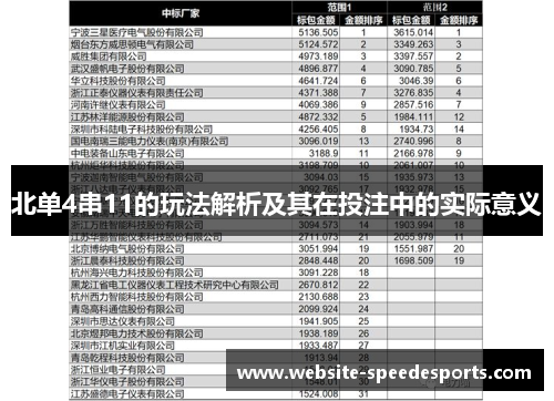 北单4串11的玩法解析及其在投注中的实际意义